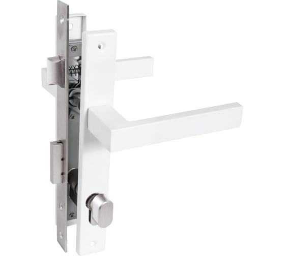 Замок врезной с ручкой Стандарт 8520.02.9016 белый, ключ-вертушка 17660 1