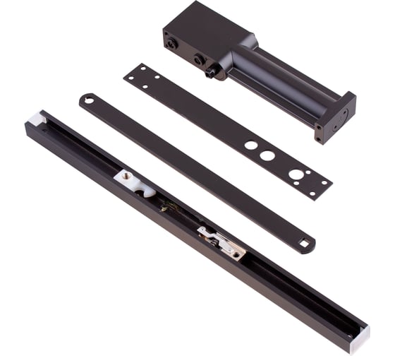 Доводчик дверной врезной Стройбат со скользящей тягой (черный 1 шт) 626190 1