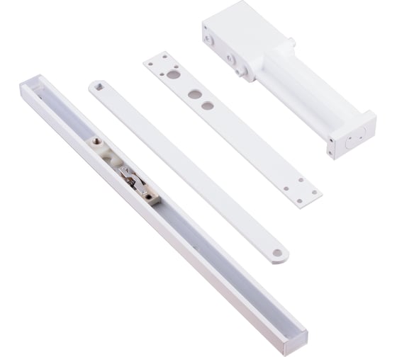 Доводчик дверной врезной Стройбат со скользящей тягой (белый 1 шт) 626180 1