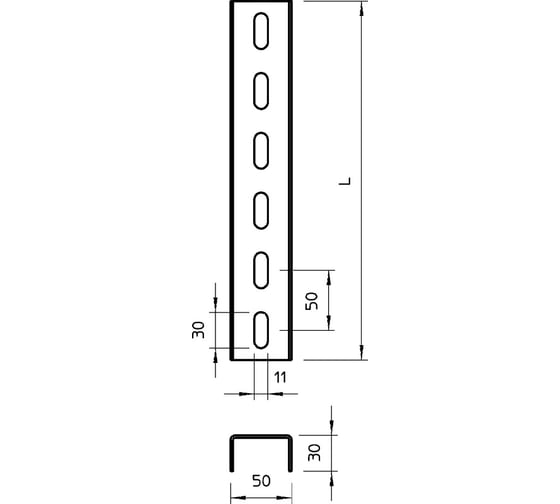 Рейка OBO Bettermann US 3 200 FS, U-профиль, конструкционная, L=2000 мм, сталь, конвейерный цинк 6342338