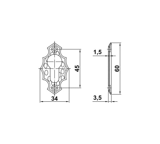 Декоративная накладка Amig (черная; под евроцилиндр) 13-60х34