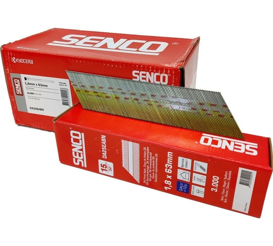 Финишные гвозди Senco DA 1.8x63, гальваника, 3000 шт. DA25EABN