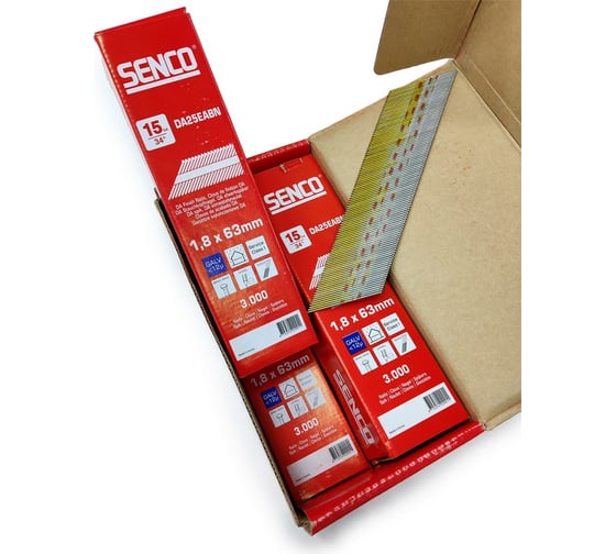 Финишные гвозди Senco DA 1.8x63, гальваника, 3000 шт. DA25EABN