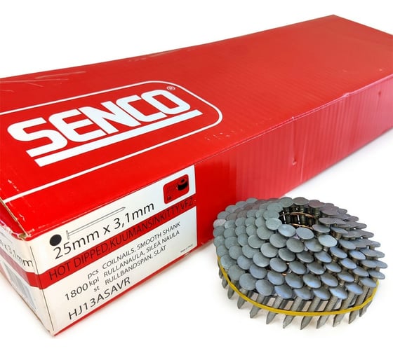 Кровельные гвозди Senco 3.1x25 HDG, гладкие, горячий цинк, 1800 шт. HJ13ASAVR