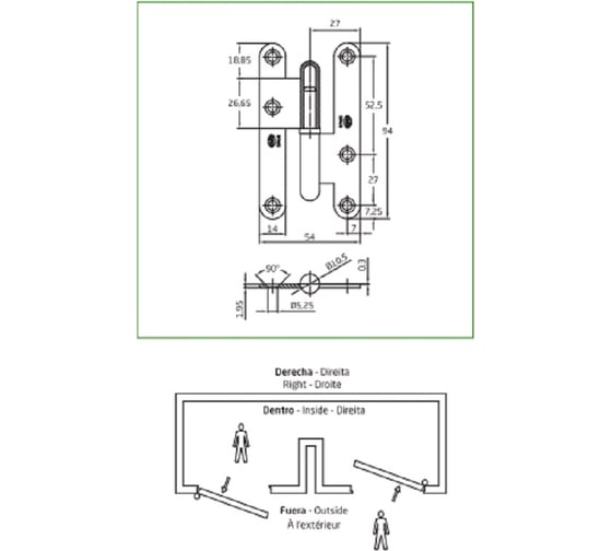 Петля Amig IZ-П покрытие латунь 405 R-9,5 (IZ)