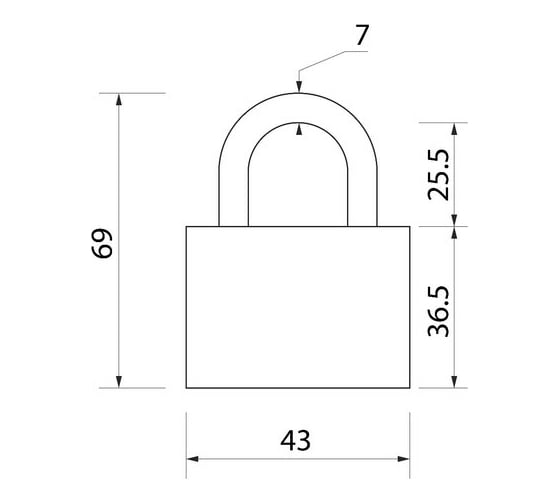 Навесной замок Сималенд 43x69 мм, 3 ключа 622436