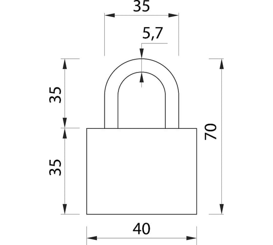 Навесной замок Сималенд 43x70 мм, 3 ключа 622440