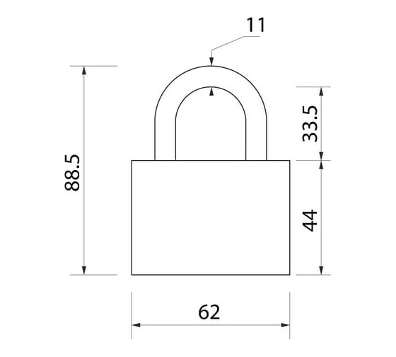 Навесной замок Сималенд 62x88.5 мм, 3 ключа 622438
