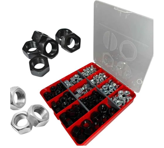 Гайки 23 БОЛТА к.п.10 ОЦ и чёрные DIN934 М6 -16 в органайзере набор 3 20000050 1