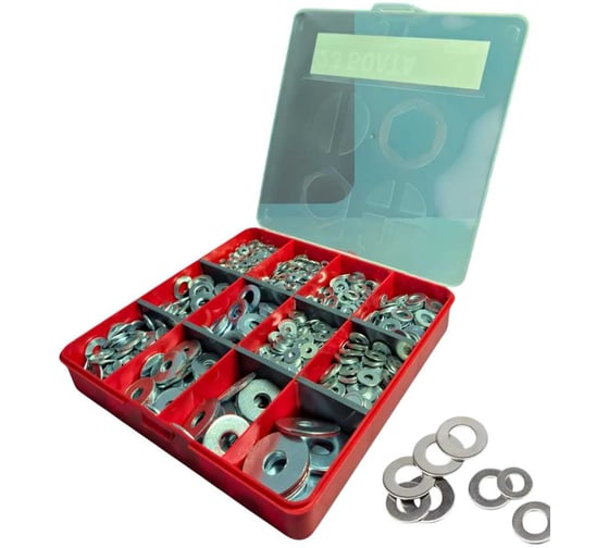 Шайбы 23 БОЛТА DIN9021 ОЦ + шайбы DIN125 ОЦ М4-12 в органайзере набор 1 20000076 1