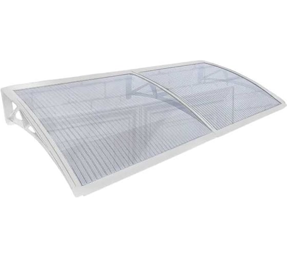 Козырек (навес) ВПМ защитный усиленный профиль, двойной, белый, ПК сотовый прозрачный 6 мм 6189161 1