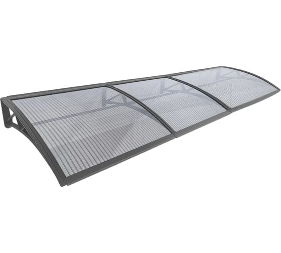 Козырек (навес) ВПМ защитный усиленный профиль, тройной, серый, ПК сотовый прозрачный 6 мм 6189382 1