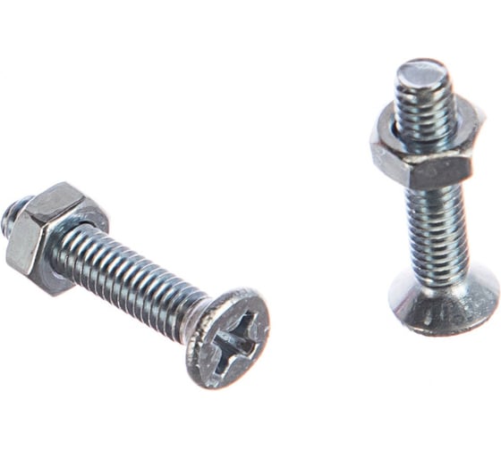 Винт Стройбат потай DIN 965 М4х10 с гайк. DIN 934 (белый цинк 1000 шт) 560810 1