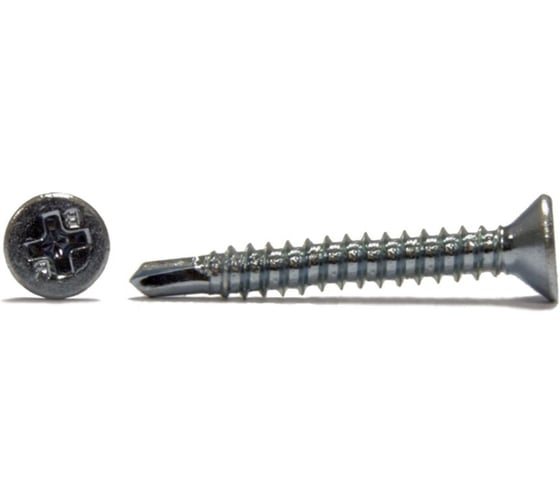 Саморез Стройбат со сверлом потайная головка PH 4,8x25 (белый цинк 4000 шт) 555050 1