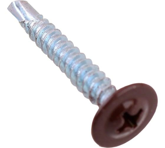Саморезы для тонких пластин Стройбат с буром 4,2x25 (темно коричневый/белый цинк 3200 шт) 603950 1