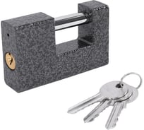 Замок навесной RABBITEX чугунный 90мм гаражный с полимерным покрытием, 3 ключа 671303