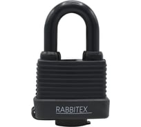 Замок навесной RABBITEX стальной 50мм всепогодный оцинкованный, прорезиненный, 3 ключа 671301