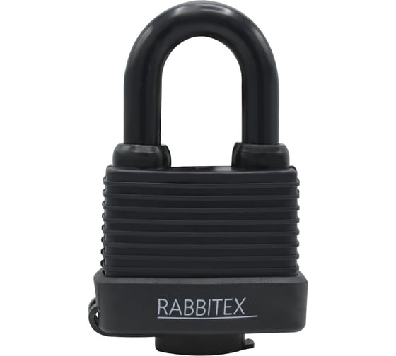 Замок навесной RABBITEX стальной 50мм всепогодный оцинкованный, прорезиненный, 3 ключа 671301 1