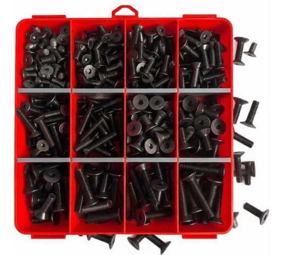 Винты 23 Болта потай М6 и М8 черные к.п.10.9 DIN7991 органайзер набор 8 20000058 1
