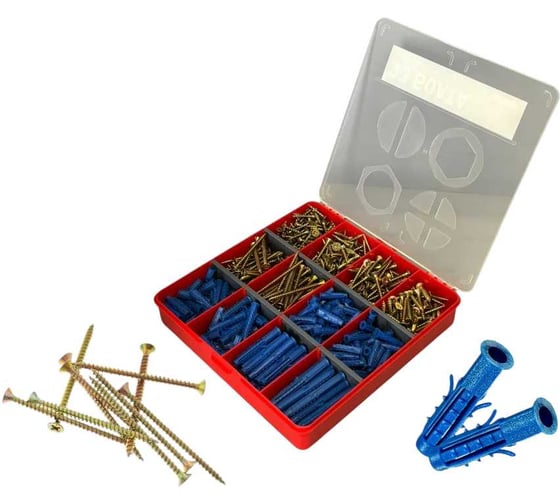 Шурупы для дерева с дюбелем 23 Болта М4 и М4,5 ЖЦ в органайзере НАБОР 1 20000088 1