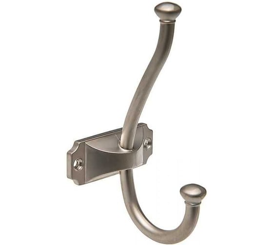 Крючок мебельный двухрожковый Kerron матовый никель KR 0420 SN 1