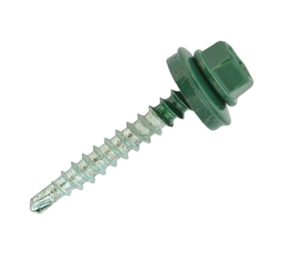 Кровельный саморез Bohrer ПРОМ 4.8x38, RAL 6005 зеленый мох, 4300 шт. SKRAL-4.8х38 RAL6005 1
