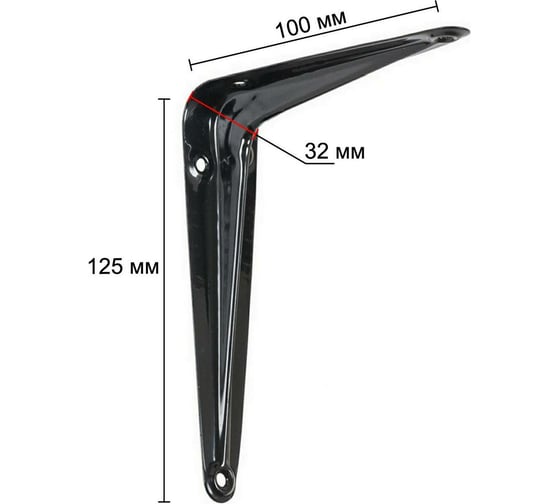 Кронштейн жестяной VORMANN 100x125x32 мм, цвет: черный лак, 00150 100 LS