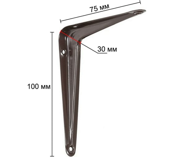 Кронштейн жестяной VORMANN 75x100x30 мм, цвет: коричневый лак, 00150 075 LB