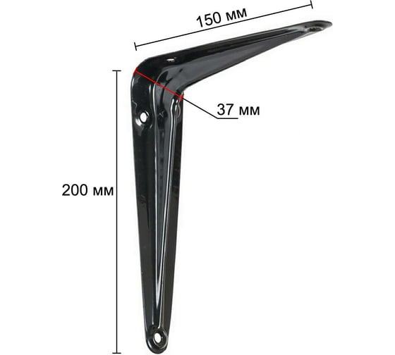 Кронштейн жестяной VORMANN 150x200x37 мм, цвет: черный лак, 00150 150 LS