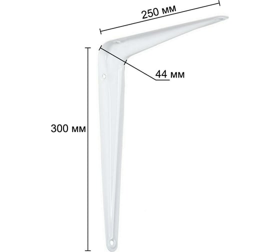 Кронштейн жестяной VORMANN 250x300x44 мм, цвет: белый лак, 00150 250 LW