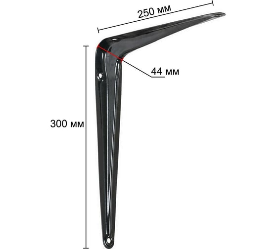 Кронштейн жестяной VORMANN 250x300x44 мм, цвет: черный лак, 00150 250 LS