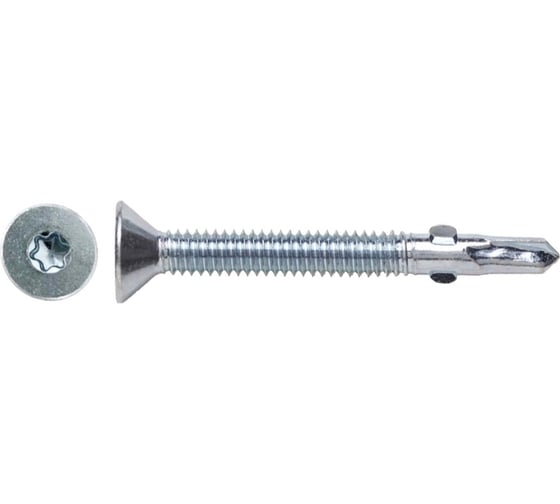 Саморез флюгельный с ушками STALMAXLSE 6,3х55 потайной со сверлом, шлиц TORX для ЦСП и фанеры (арт. 12026) оцинкованная сталь (уп. 200 шт) 12026-023 1