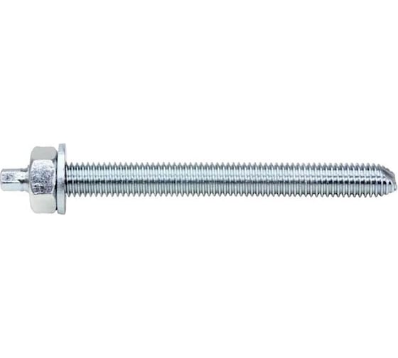 Шпилька анкерная STALMAX SCA М16х250 в комплекте с гайкой и шайбой, класс прочности 8.8, угол резьбы 60 градусов, (арт. 10136) оц. сталь (уп. 10 шт) 10136-023 1