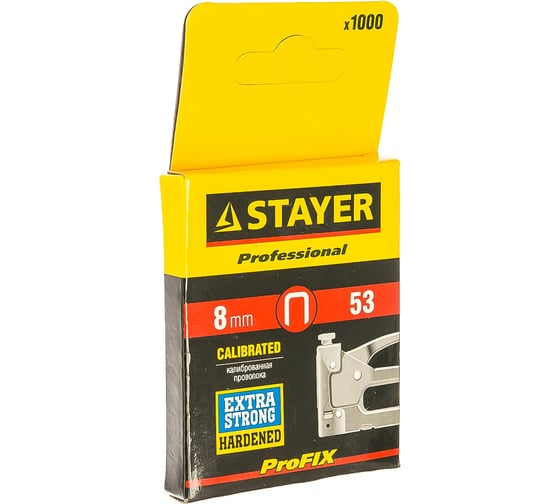 Скобы "PROFI" 1000 шт. (тип 53; 8 мм; красные) STAYER 3160-08
