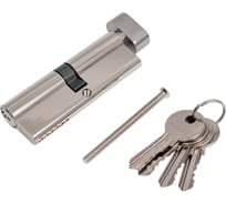 Цилиндр замка DORF ключ/барашек, английский, 5 ключей, никель 45х45 DORF_90(45x45)_k_kn