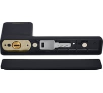 Ручка дверная с фиксатором MORELLI MH-63-S50 WD BL, NEW ENGLAND на скрытой прямоугольной розетке для дверей толщиной 50-65мм, цвет - черный 9018999