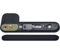 Ручка дверная с фиксатором MORELLI MH-62-R50 WD BLMARACANA на скрытой овальной розетке с фиксатором, для дверей толщиной 50-65мм, цвет - черный 9018998