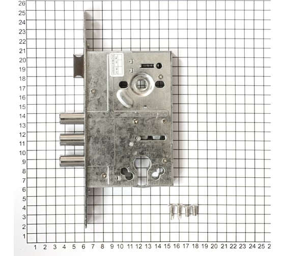 Корпус цилиндрового замка DOORLOCK DL8252С/60/85мм, хромированная фронтальная планка 26х230мм, реверсивный, диаметр ригелей 14 мм 75329