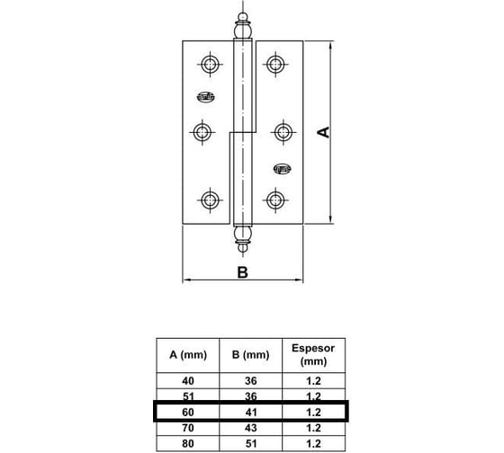 Петля Amig покрытие латунь антик IZ-Правая 541-60х40 А (IZ)