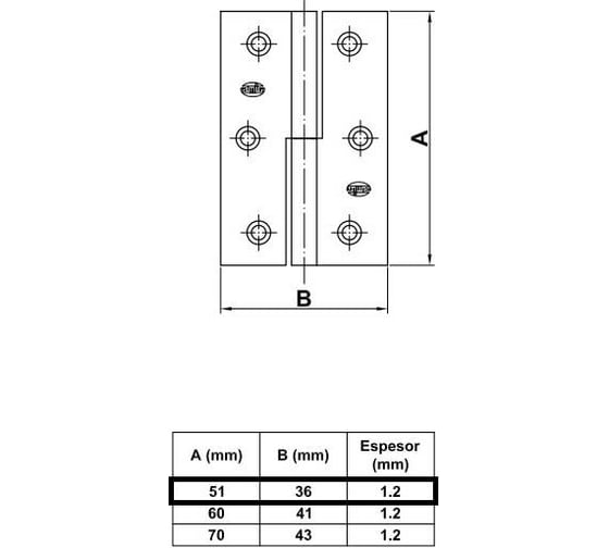 Стальная петля Amig покрытие латунь IZ-Правая 540-50 (IZ)