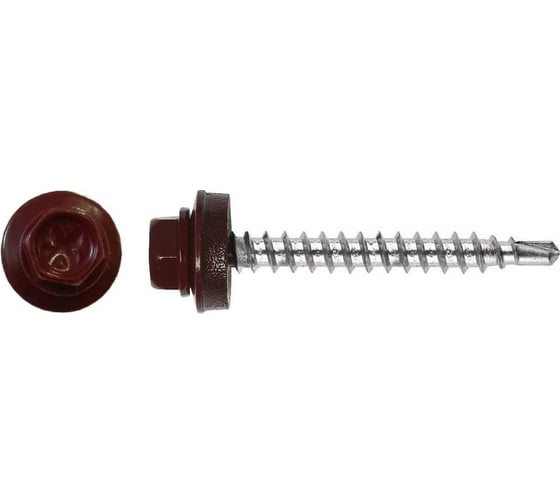 Саморез кровельный ARNO INDUSTRIES 4.8х29 мм 100 шт. для крепления кровельных материалов, покрытие RAL3009 оксидно-красный AB5304802939И98 1