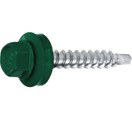 Саморез кровельный ARNO INDUSTRIES 4.8х35 100 шт. для крепления кровельных материалов, RAL6026 опаловый зеленый AB530480356P307 1