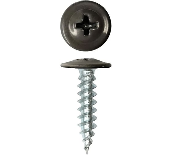 Саморез ARNO INDUSTRIES 4.2х32 100 шт. с прессшайбой острый для крепления листовых материалов, RAL7024 серый AB370420327JR98 1