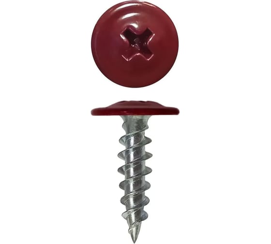 Саморез ARNO INDUSTRIES 4.2х16 мм 100 шт с прессшайбой острый для крепления листовых материалов RAL3005 красный AB3704201635N98 1