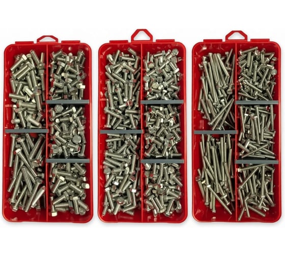 Набор органайзеров 23 Болта 3 в 1 болты нержавеющие DIN933 КОМПЛЕКТ 1 1000119/1000120/1000123 1