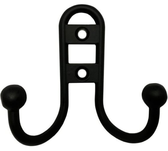 Крючок настенный Крепстор №1002 двойной фигурный, черный, Пакет 4 шт. 4665317041649 1