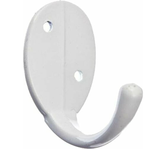 Крючок настенный Крепстор №55 овальный одинарный, белый, Пакет 6 шт. 4665317041861 1