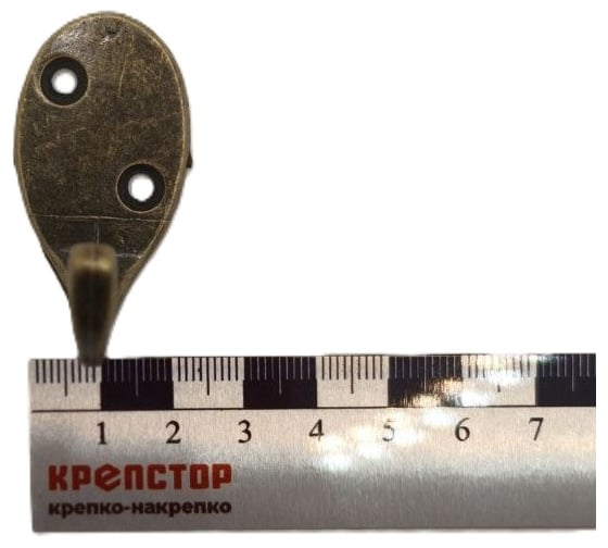 Крючок настенный Крепстор №55 овальный одинарный, бронза, Пакет 6 шт. 4665317041878