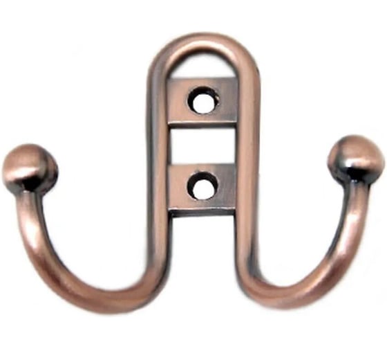 Крючок настенный Крепстор №1002 двойной фигурный, медь, Пакет 4 шт. 4665317041625 1