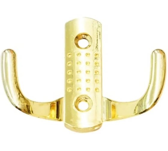 Крючок настенный Крепстор №1038 двойной усиленный, золото, Пакет 4 шт. 4665317041755 1